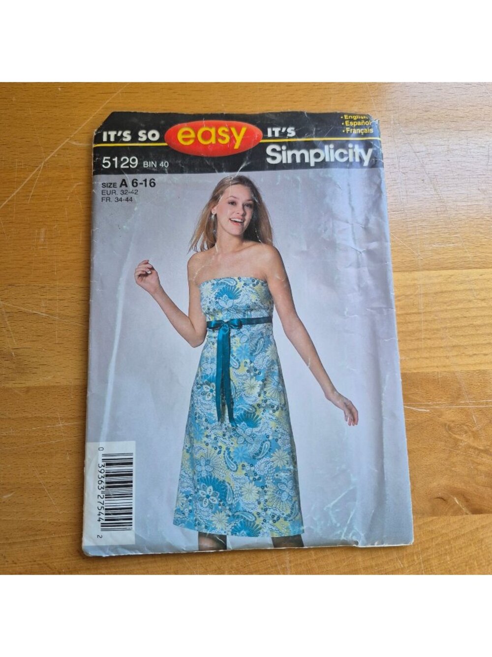 Simplicity 5129 Sewing Pattern Strapless Dress Womens Sizes A 6-16 Easy To Sew